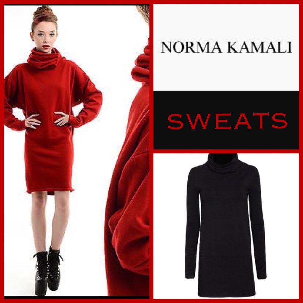 Norma Kamali Sweats Black Turtleneck Dress SZ S